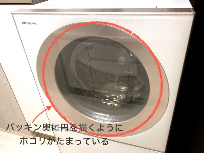 パッキン内に溜まっているホコリを取ります