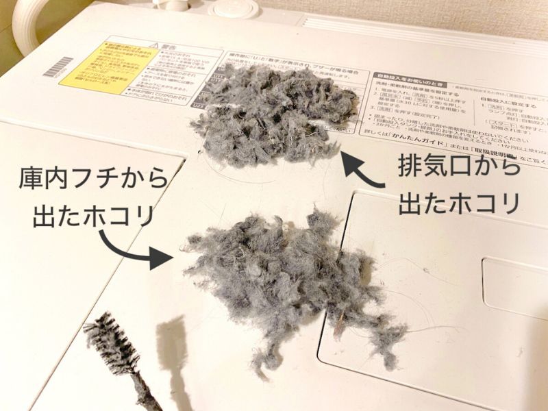 ドラム式洗濯機の埃をとってみたらかなりの量でした